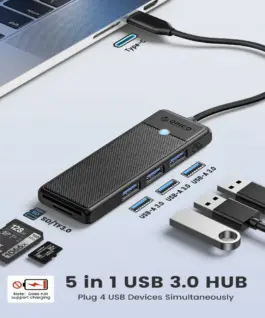 Alternative view of Orico хъб USB3.1 HUB Type-C - 3 x USB3.0, SD, TF - PAPW3AT-C3-015-BK