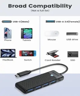 Orico хъб USB3.1 HUB Type-C – 4 x USB3.0 – PAPW4A-C3-015-WH