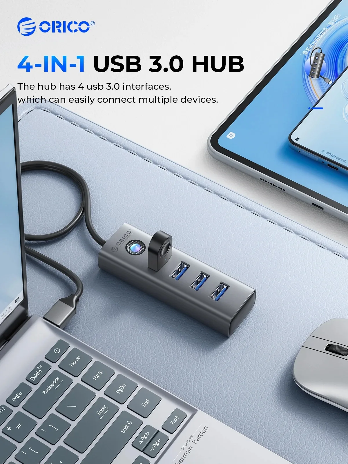 Orico хъб HUB USB3.0 4 port, Aluminium, Grey - PDD4U-U3-015-GY - Image 93