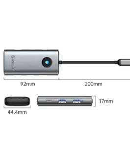 Alternative view of Orico докинг станция Docking Station Type-C - PW11-6PCR-GY-EP - HDMI x 1, USB-C x 1, USB3.0 x 2, USB-C PD100W x 1, LAN x 1 (1Gbps)