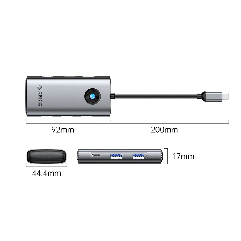 Orico докинг станция Docking Station Type-C - PW11-6PCR-GY-EP - HDMI x 1, USB-C x 1, USB3.0 x 2, USB-C PD100W x 1, LAN x 1 (1Gbps) - Image 2