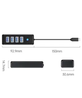 Alternative view of Orico хъб HUB USB3.1 Type-C 4 port - 4 x USB3.0 Black - PW4U-C3-015-BK