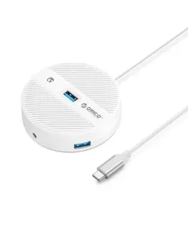 Orico хъб HUB USB3.1 Type-C 4 port - 4 x USB3.0 White Audio/Mic x 1 - YS4-C3-03-WH-BP