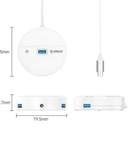 Alternative view of Orico хъб HUB USB3.1 Type-C 4 port - 4 x USB3.0 White, Audio/Mic x 1 - YS4-C3-03-WH-BP