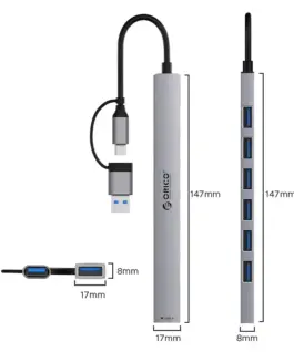 Orico хъб HUB USB-C/USB-A 7 port – USB3.0 x 1