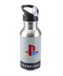 Бутилка за вода Paladone : PlayStation - Heritage Metal Water Bottle with Straw -