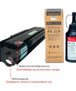 КОМПЛЕКТ ЗА РЕЦИКЛИРАНЕ НА КАСЕТИ PD-219 (PD219) ЗА PANTUM P2509/P2509W/M6509/M6509NW/M6559N/M6559NW/M6609NW - 1 БРОЙ ТОНЕР БУТИЛКА + 1 БРОЙ ЧИП - PN RK-219 (RK219)