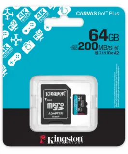 Alternative view of Карта памет Kingston Canvas Go! Plus Gen4 microSDXC 64GB, 200GB/s,Class 10, U3, V30, A2, Адаптер