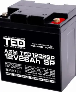 Оловна батерия AGM  12V / 26 Ah/285Ah  - 166 / 176 / 125mm терминал F13(M5) TED
