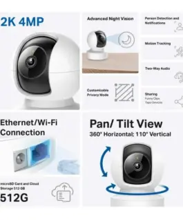 Alternative view of IP камера куполна TP-Link Tapo C222, 2560x1440@30fps, Pan/Tilt, H.264, microSD, Wi-Fi, аудио, RJ-45