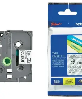 ЛЕНТА ЗА ЕТИКЕТНИ ПРИНТЕРИ BROTHER ТИП TZ - 9 mm x 800 m - BLACK ON CLEAR TAPE - PN TZE121