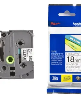 ЛЕНТА ЗА ЕТИКЕТНИ ПРИНТЕРИ BROTHER ТИП TZ - 18 mm x 800 m - BLACK ON CLEAR TAPE - PN TZE141