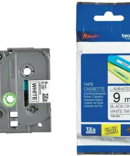 ЛЕНТА ЗА ЕТИКЕТНИ ПРИНТЕРИ BROTHER ТИП TZ - 9 mm x 800 m - BLACK ON WHITE TAPE - PN TZE221