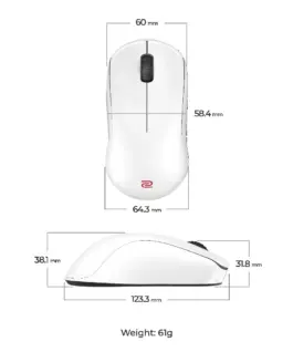 Alternative view of Геймърска безжична мишка ZOWIE U2-DW 4K, 2.4G, бяла