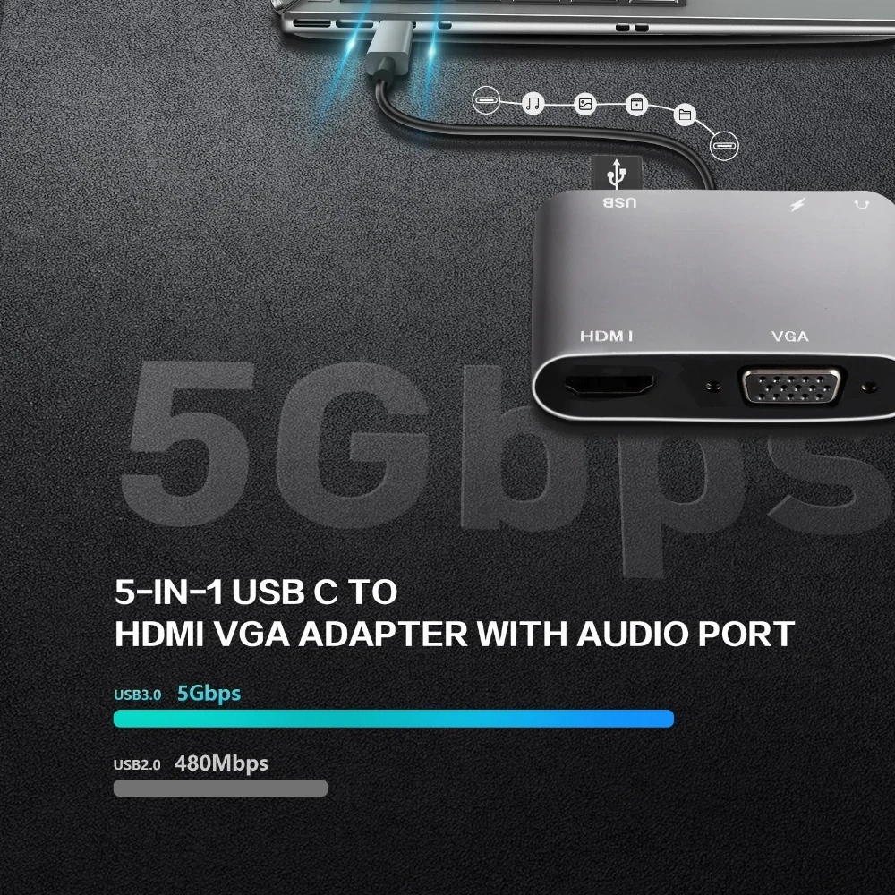 VCom докинг станция Docking Station Type-C Power Distribution 3.0 100W - HDMI Type-C x 1 USB3.0 -