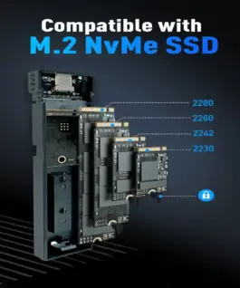VCom външна кутия за диск Storage Case – M.2 NVMe M/B key – 10Gbps USB3.1 Type-C/A –