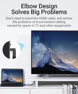 Vention Кабел HDMI Right Angle 90 Degree v2.0 M / M 4K/60Hz Gold – 2M Black –