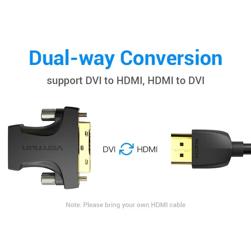 Vention Адаптер Adapter DVI M / HDMI F Gold plated - AILB0 - Image 2
