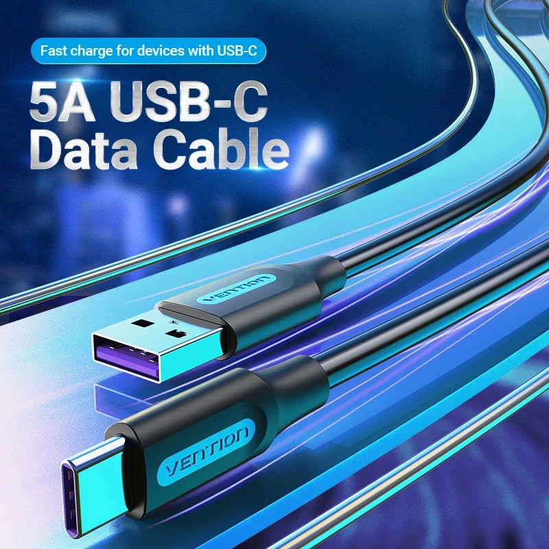 Vention Кабел USB 3.1 Type-C / USB 2.0 AM - 1M Black 5A Fast Charge - CORBF - Image 2