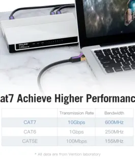Alternative view of Vention Кабел LAN SSTP Cat.7 Patch Cable - 2M Black 10Gbps - ICDBH