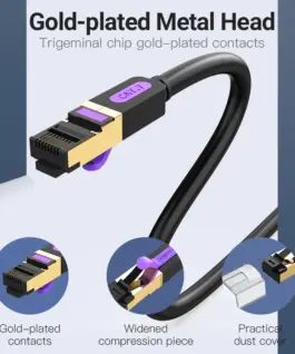 Vention Кабел LAN SSTP Cat.7 Patch Cable – 2M Black 10Gbps –