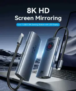 Vention докинг станция Docking Station Type-C - TQZHB - 8K LED Display - HDMI USB 3.0 x 2 USB-C 3.2 Gen 1 PD100W  LAN