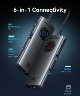 Alternative view of Vention докинг станция Docking Station Type-C - TQZHB - 8K, LED Display - HDMI, USB 3.0 x 2, USB-C 3.2 Gen 1, PD100W,  LAN (1Gbps)