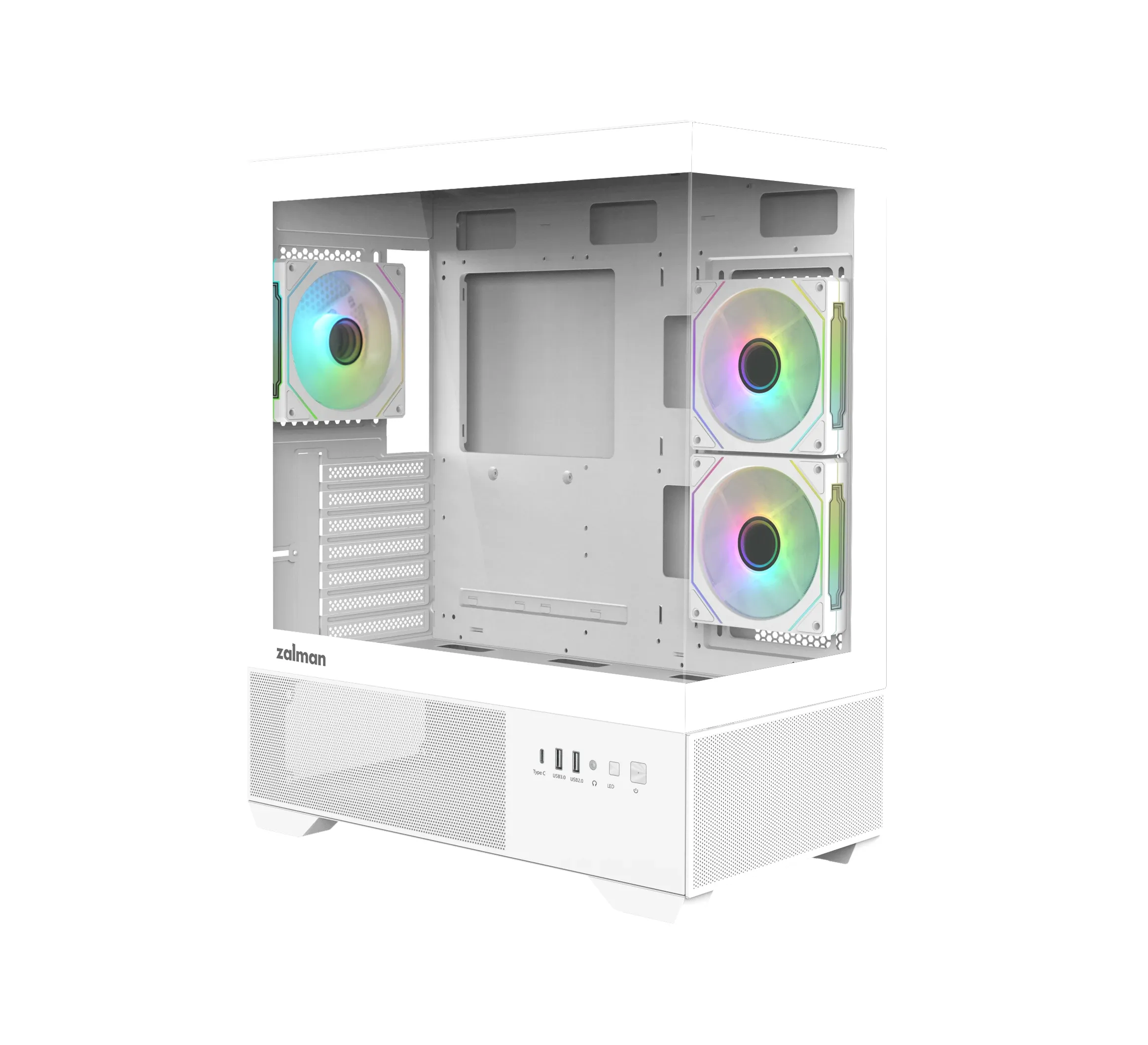 Zalman кутия Case ATX - Chronix WHITE V2 - 3 x 120 mm A-RGB USB-C Tempered Glass