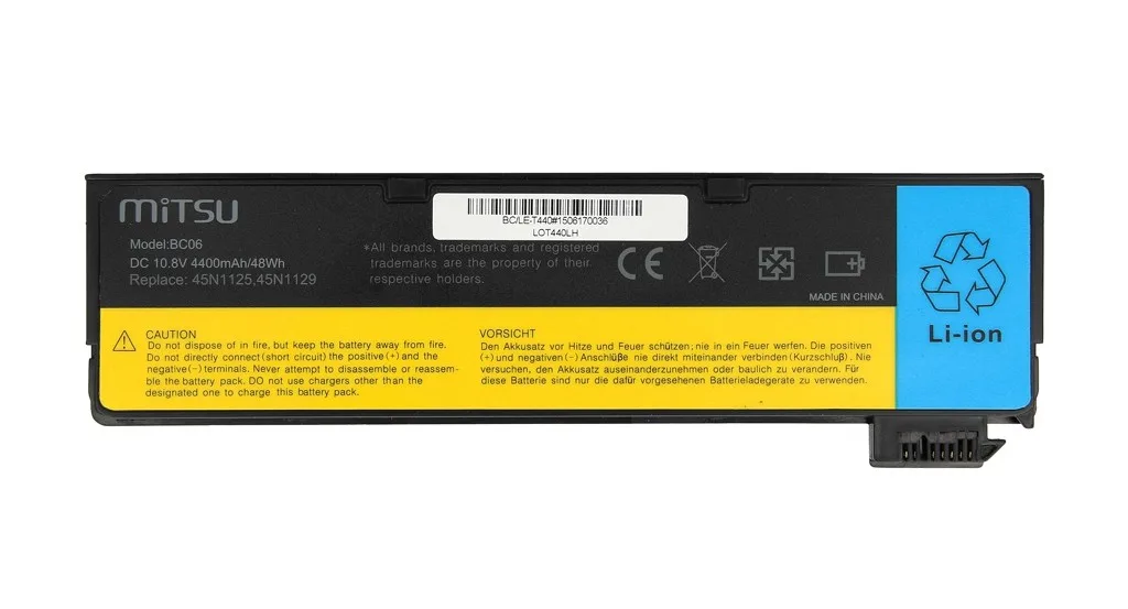 Mitsu Battery for Lenovo T440, X240 4400 mAh (48 Wh) 10.8 - 11.1 Volt - Image 3
