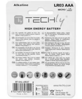 Alternative view от Techly Alkaline batteries LR03 AAA 4pcs, (IBT-LR03T4B)
