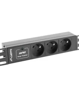Lanberg Surge protector Rack PDU 10 inch 1U 3x PL 2m 16A 230V PL черен