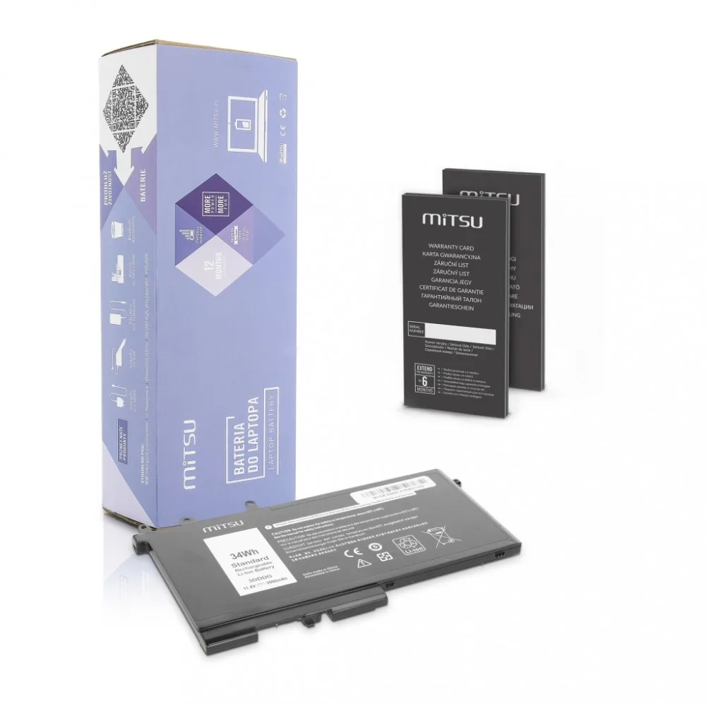 Mitsu Battery Dell Latitude E5280 E5580 3000 mAh (34 Wh) 11.4 Volt