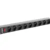 Lanberg Rack power strip PDU 19 inch 1U 16A 9X 230V PL 3m черен