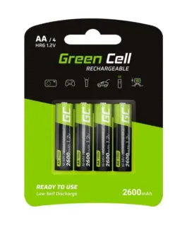 Green Cell Rechargeable Batteries 4x AA R6 2600mAh