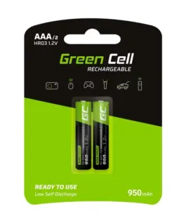 Green Cell Rechargeable Batteries 2x AAA HR03 950mAh