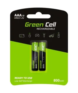 Green Cell Rechargeable Batteries 2x AAA HR03 800mAh