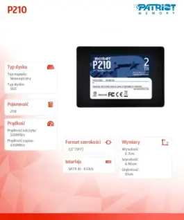 Alternative view of Patriot SSD 2TB P210 520/430 MB /s SATA III 2.5