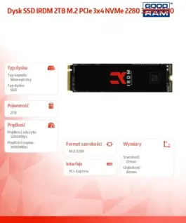 Alternative view of GOODRAM IRDM 2TB M.2 PCIe 3x4 NVMe 2280 3200/3000