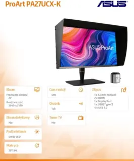 Asus Monitor 27 inch PA27UCX-K mini dLED IPS 4K HDR10 1200nit USB-C DP HDMI PIVOT 100% sRGB