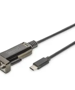 Digitus кабел USB-C 2.0 male to RS232 (DB9) male адаптер | FTDI FT232RL chipset | черен | screw locking | 1.0