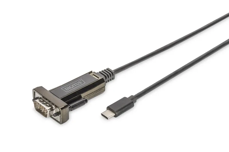 Digitus кабел USB-C 2.0 male to RS232 (DB9) male адаптер | FTDI FT232RL chipset | черен | screw locking | 1.0