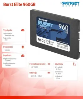 Patriot SSD 960GB Burst Elite 450/320MB/s SATA III 2.