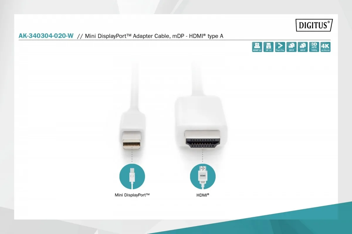 Digitus адаптер кабел Displayport 4K 60Hz UHD - Image 3