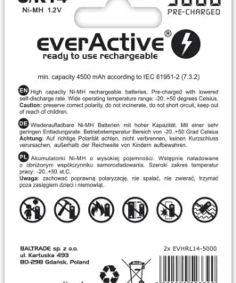 Alternative view от everActive BATTERIES R14/C NI-MH 5 000 mAh 2 PCS.