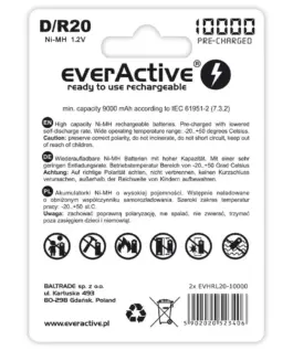 everActive BATTERIES R20/D NI-MH 1 0000 mAh 2 PCS.
