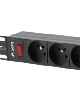 Lanberg Rack power strip PDU 19 inch 1U 16A 9X 230V PL 3m черен - Image 3