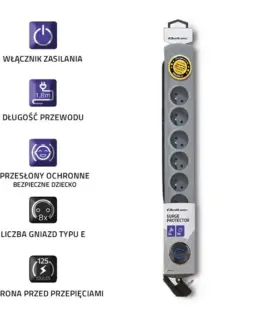 Qoltec Surge protertor Quick Switch 8 sockets 1