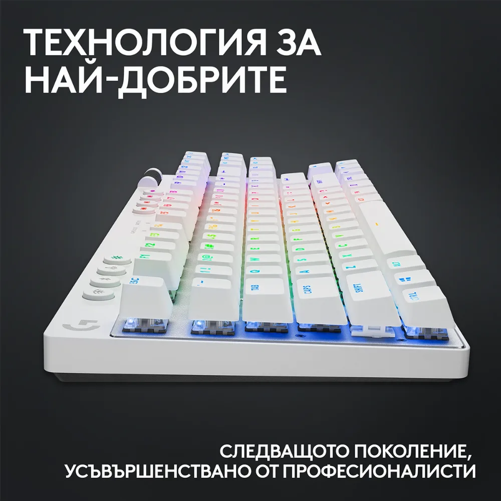 Геймърска механична клавиатура Logitech G Pro X TKL White - Tactile - Image 4