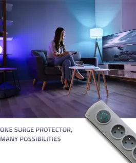Alternative view of Qoltec Surge protector Quick Switch 4 sockets 1,5m gray