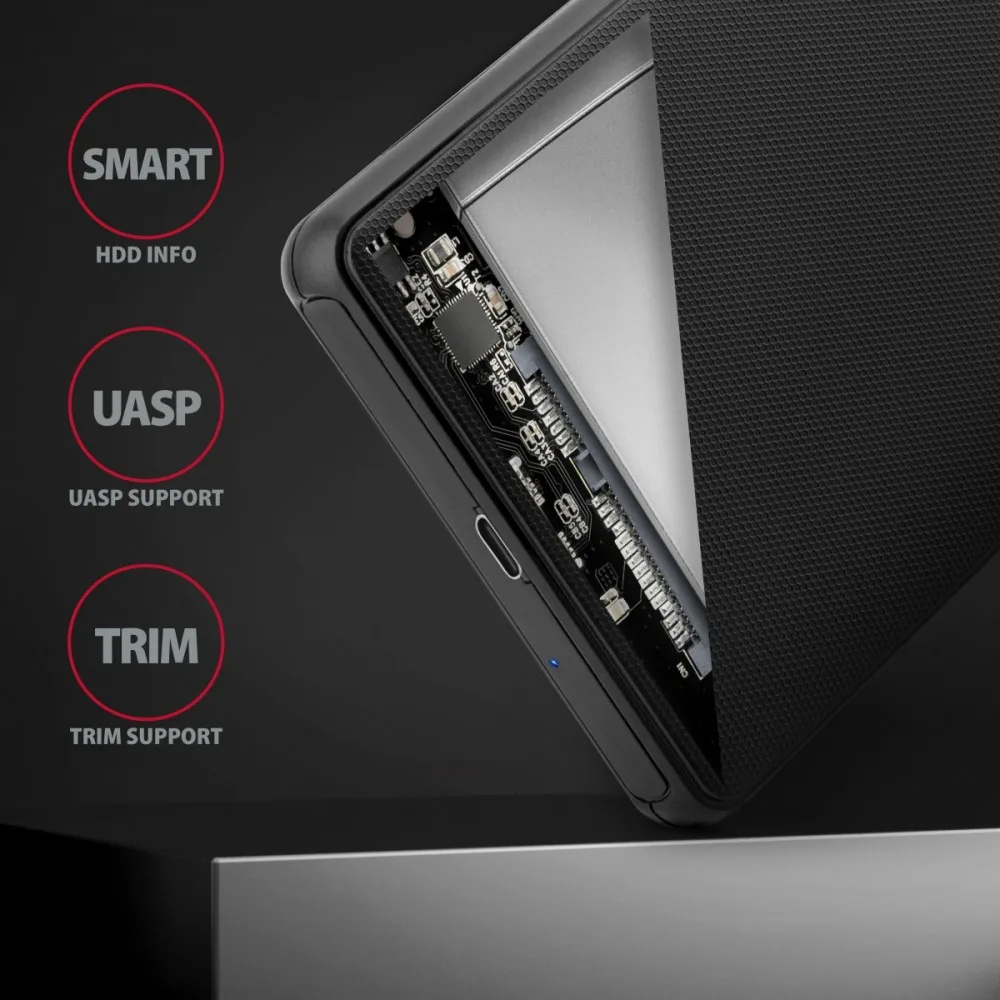 AXAGON External SLIDE box EE25-SLC USB-C 3.2 Gen1 - SATA 6G 2.5inch черен - Image 4